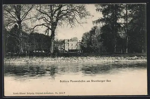 AK Possenhofen am Starnberger See, Blick zum Schloss