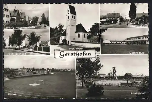 AK Gersthofen, Ludwig-Hermann-Strasse, Hauptstrasse, Stadion, Mozartschule