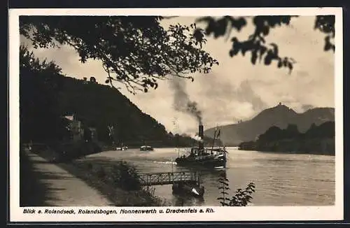 AK Rolandseck a. Rh., Blick auf Rolandseck, Rolansbogen, Nonnenwerth und Drachenfels