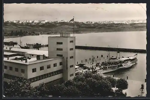 AK Friedrichshafen am Bodensee, Hafen mit Hafenbahnhof