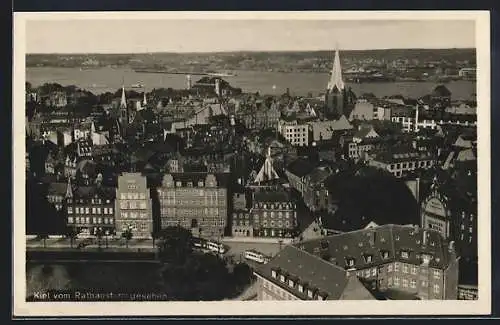 AK Kiel, Stadtansicht vom Rathausturm aus