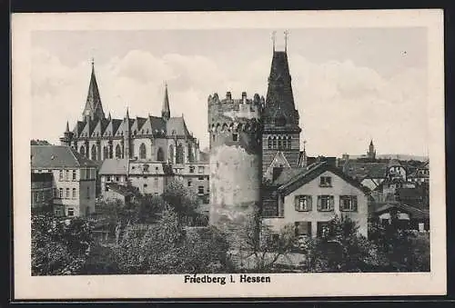 AK Friedberg / Hessen, Altstadtmotiv mit Stadtturm