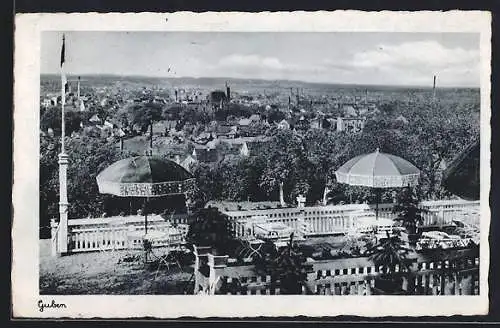 AK Guben, Stadtansicht aus der Vogelschau