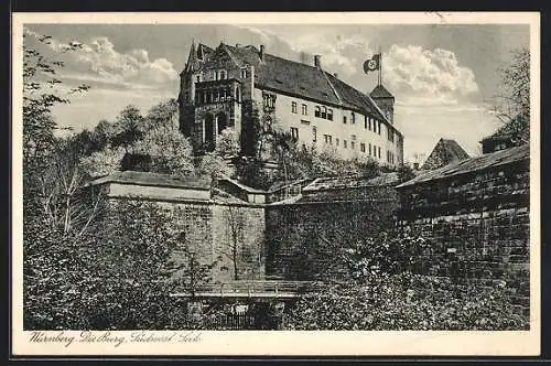 AK Nürnberg, Südwest-Seite der Burg mit 