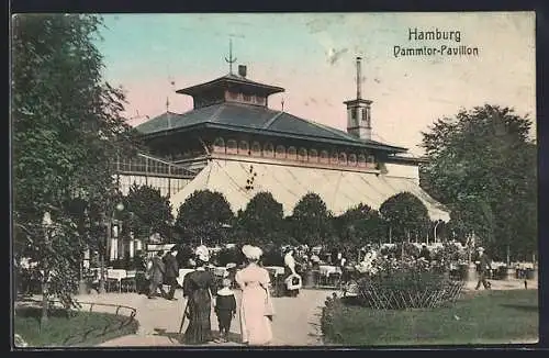 AK Hamburg-Neustadt, Restaurant Dammtor-Pavillon mit Besuchern