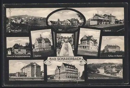 AK Bad Schallerbach, Totalansicht, Bad, Bahnhof, Schallerbacherhof