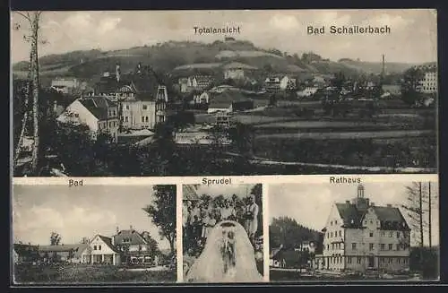 AK Bad Schallerbach, Bad, Sprudel, Rathaus, Ortsansicht