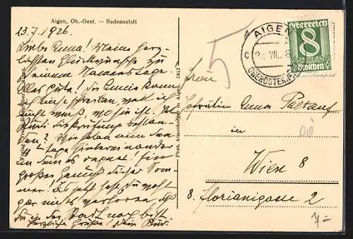 AK Aigen /Ob.-Oest., Ansicht der Badeanstalt