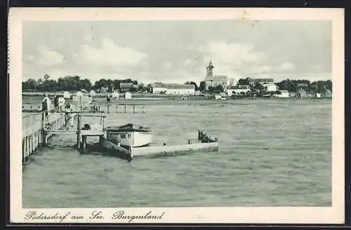 AK Podersdorf am See, Blick vom Seesteg auf den Ort