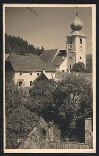 AK St. Peter ob Judenburg, Kirche und Geschäft Karl G. Fuchs