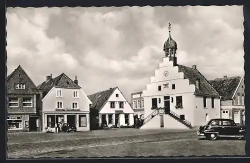 AK Lingen /Ems, Marktplatz mit Gasthaus Stadt-Schänke und Rathaus