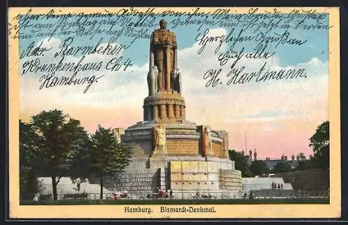 AK Hamburg-St.Pauli, Bismarck-Denkmal