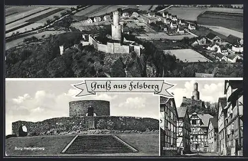 AK Felsberg / Gensungen, Teilansicht, Burg Heiligenberg, Stadtteil