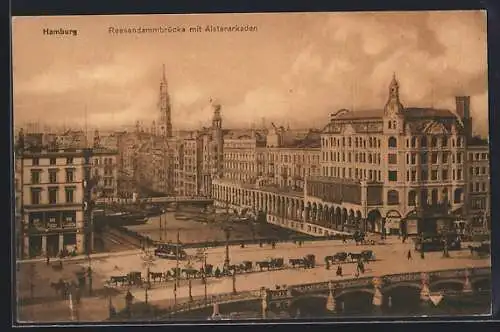 AK Hamburg, Reesendammbrücke mit Alsterarkaden