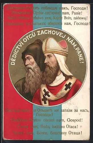 Künstler-AK Dedictvi Otcu Zachovej nám, Pane, Zwei russische kirchliche Würdenträger