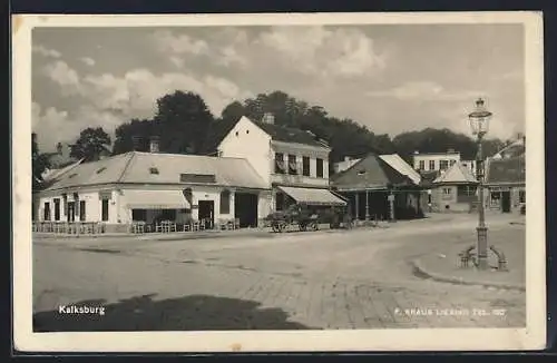 AK Kalksburg, Café-Restaurant von Josef Aschauer mit Strassenpartie