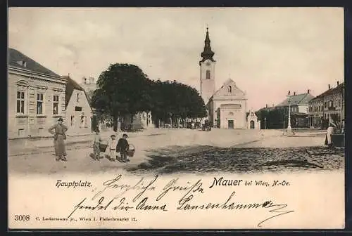 AK Mauer bei Wien, Hauptplatz mit Kirche