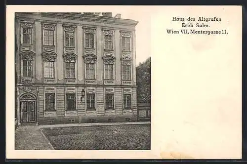 AK Wien, Haus des Altgrafen Erich Salm in der Mentergasse 11