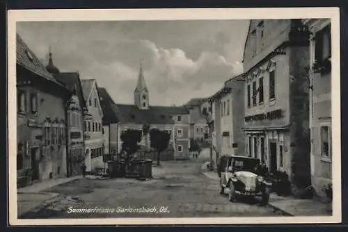 AK Sarleinsbach /Od., Gasthaus mit Strassenpartie und Auto