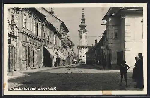 AK G. Radkersburg, Geschäfte Marie Blum und U. Horwath in der Langgasse