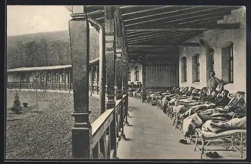 AK Dahl /Hagen, Heilstätte Ambrock, Terrasse mit Patienten