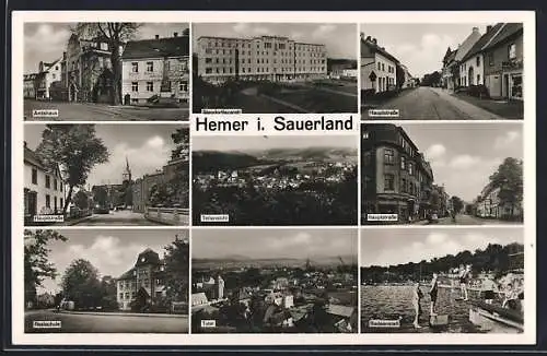 AK Hemer i. Sauerland, Standortlazarett, Realschule Hauptstrasse und Badeanstalt