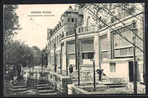 AK Essen a. Ruhr, Café im Stadtgarten, Terrasse