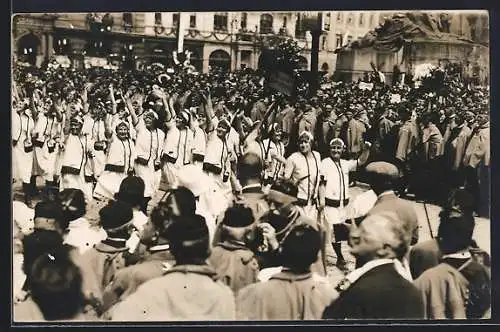 Foto-AK Prag, Parade zum Sportfest Sokol