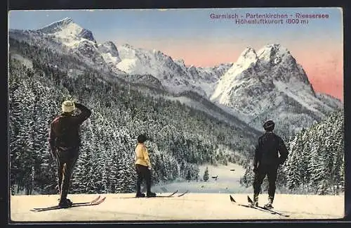 AK Garmisch-Partenkirchen, Riessersee, Skiläufer