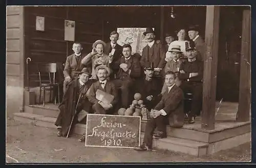 Foto-AK Kegelclub zur Ferien-Kegelpartie, 1910