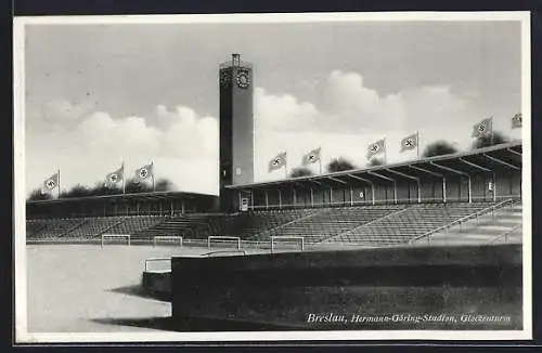 AK Breslau, Hermann-Göring.Stadion mit Glockenturm