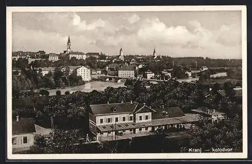 AK Kranj, kolodvor, Teilansicht mit Bahnhof