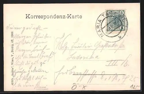 AK Maria Taferl, Feyertags Gasthaus, Blick zur Kirche