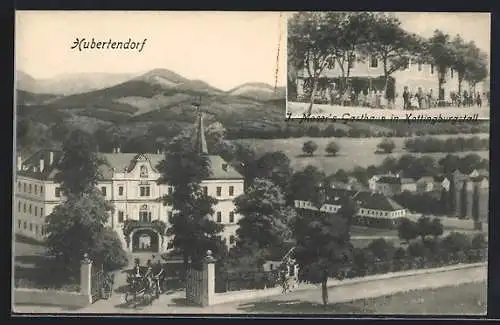 AK Hubertendorf, Moser`s Gasthaus in Kottingburgstall, Kutsche verlässt Schloss