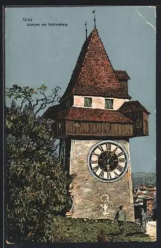 Künstler-AK Eugen Felle: Graz, Uhrturm am Schlossberg