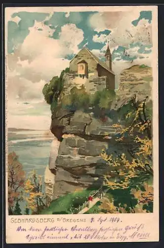 Künstler-AK Zeno Diemer: Gebhardsberg b. Bregenz, Kapelle im Sommer