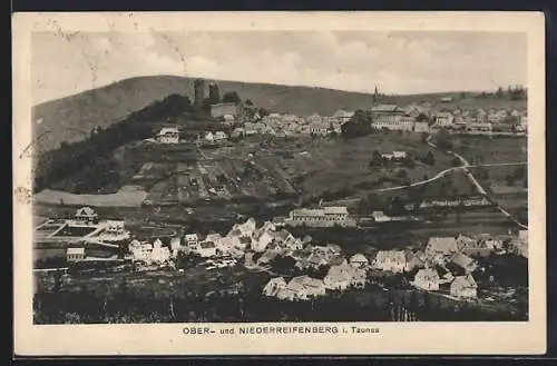 AK Ober- und Niederreifenberg i. Taunus, Gesamtansicht von einem Berg aus