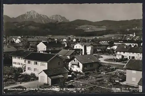 AK Mitterfelden / Ainring, Ortsansicht mit Ainring, Hochstaufen und Zwiesel