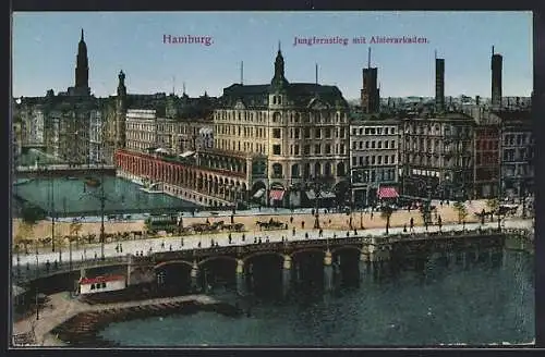 AK Hamburg, Jungfernstieg mit Alsterarkaden