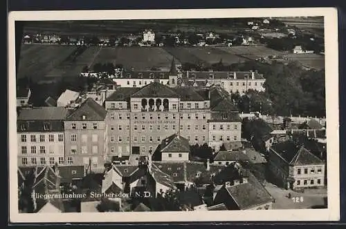 AK Strebersdorf /N.-D., Fliegeraufnahme mit Pensionat St. Josef