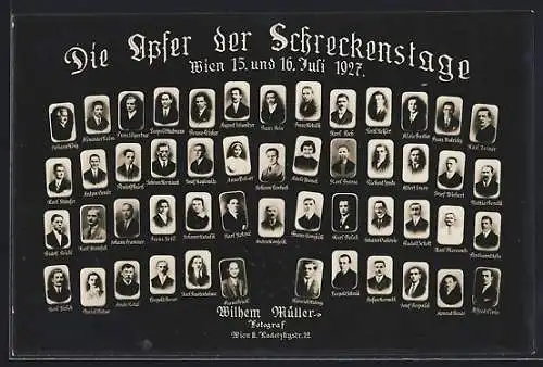 AK Wien, Die Opfer der Schreckenstage 15. & 16. Juli 1927