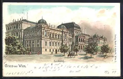 Lithographie Wien, Reiter an der Universität