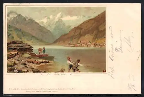 Lithographie Zell am See, Teilansicht