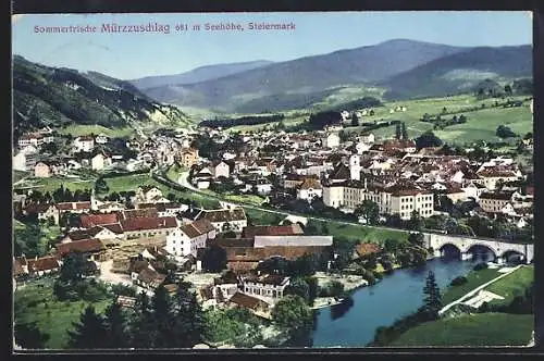 AK Mürzzuschlag /Steiermark, die Sommerfrische aus der Vogelschau