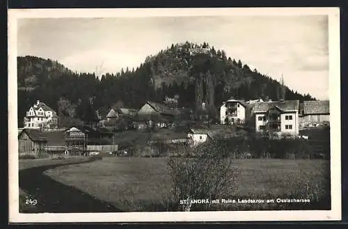 AK Villach, St. Andrä mit Ruine Landskron am Ossiachersee