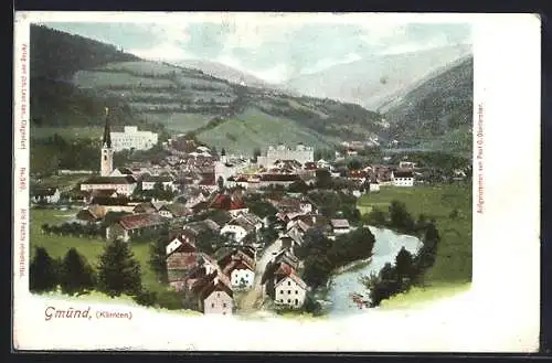 AK Gmünd /Kärnten, Ortsansicht mit Blick in die Landschaft