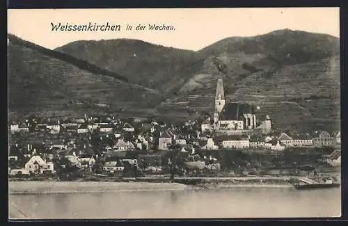 AK Weissenkirchen in der Wachau, Teilansicht vom Wasser aus