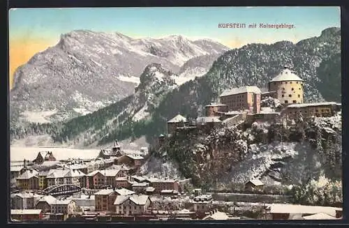 AK Kufstein, Ansicht mit dem Kaisergebirge