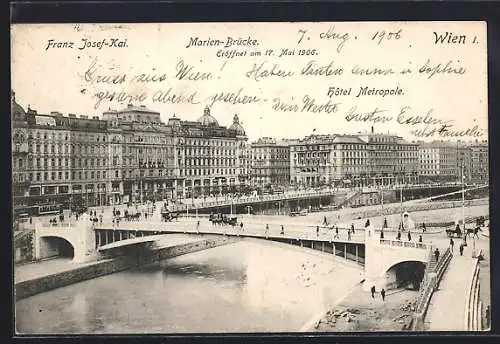 AK Wien, Franz Josef-Kai, Hotel Metropole und Marienbrücke