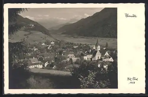 AK Oberwölz, Ortsansicht vom Wald aus